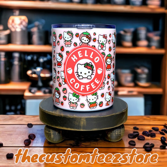 Hello Coffee Hello Kitty Edition 10oz Mini Tumbler - Custom Teez online | Custom Design T-shirts | You Name It, We Make It - thecustomteezstore