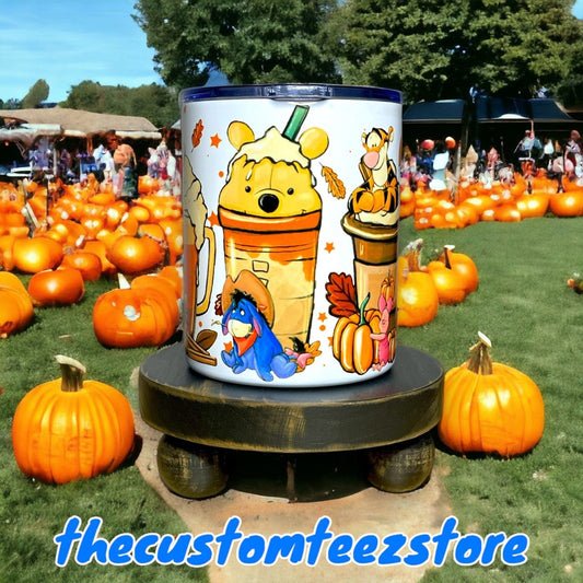 Winnie The Pooh Fall Coffee Lattes 10oz Mini Tumbler - Custom Teez online | Custom Design T-shirts | You Name It, We Make It - thecustomteezstore