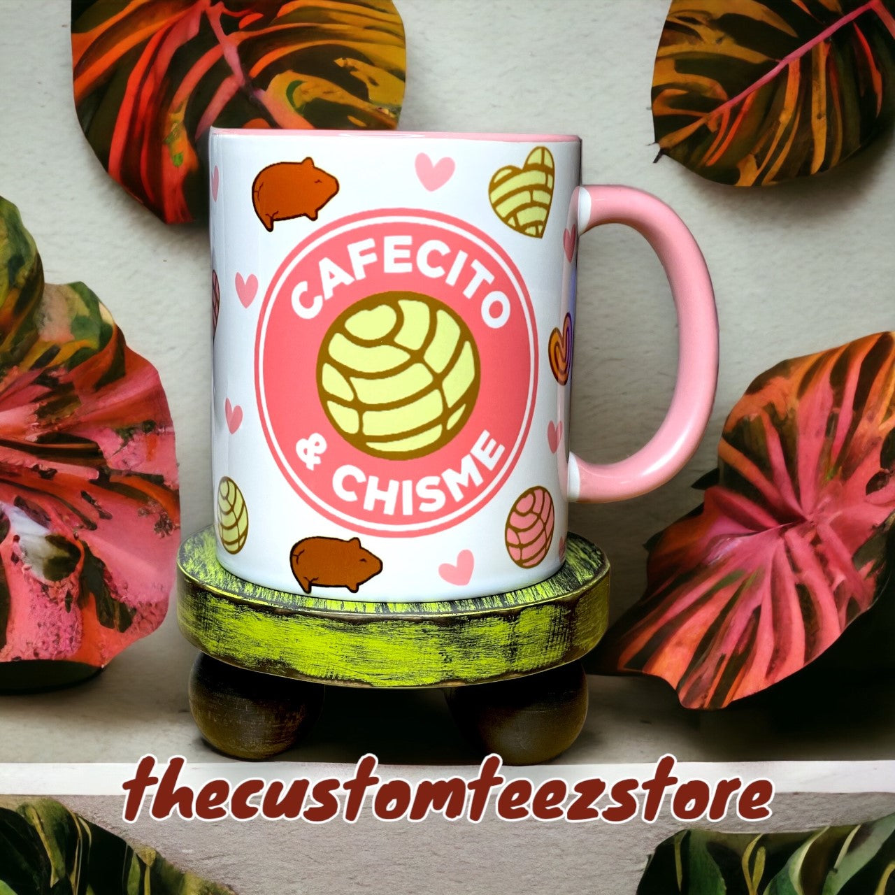 Cafecito & Chisme 11oz Pink Coffee Mug -  Custom Teez online | Custom Design T-shirts | You Name It, We Make It - thecustomteezstore