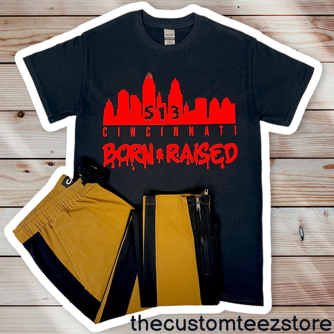 Cincinnati Born & Raised - Exclusive Design™ -  Custom Teez online | Custom Design T-shirts | You Name It, We Make It - thecustomteezstore